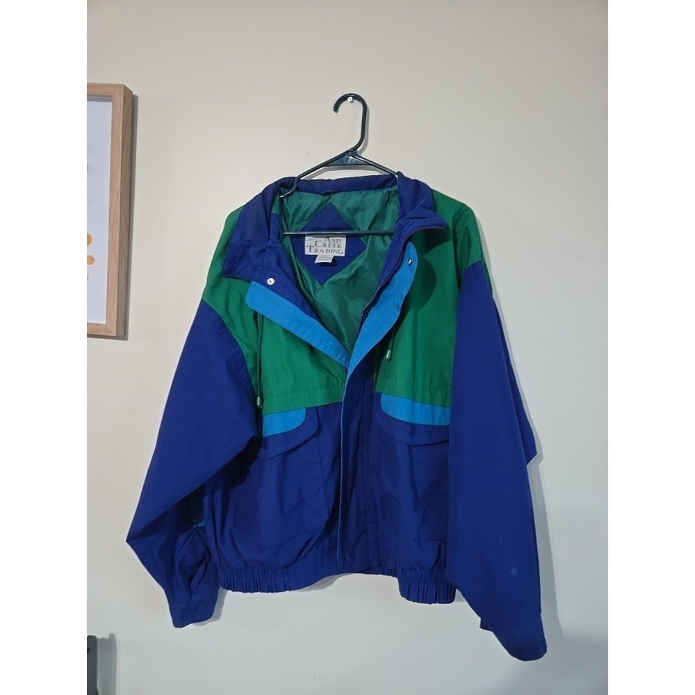 Vintage Ash Creek Trading Men's Colorblock Coat Jacket Windbreaker BlueGreen L - Picture 5 of 5